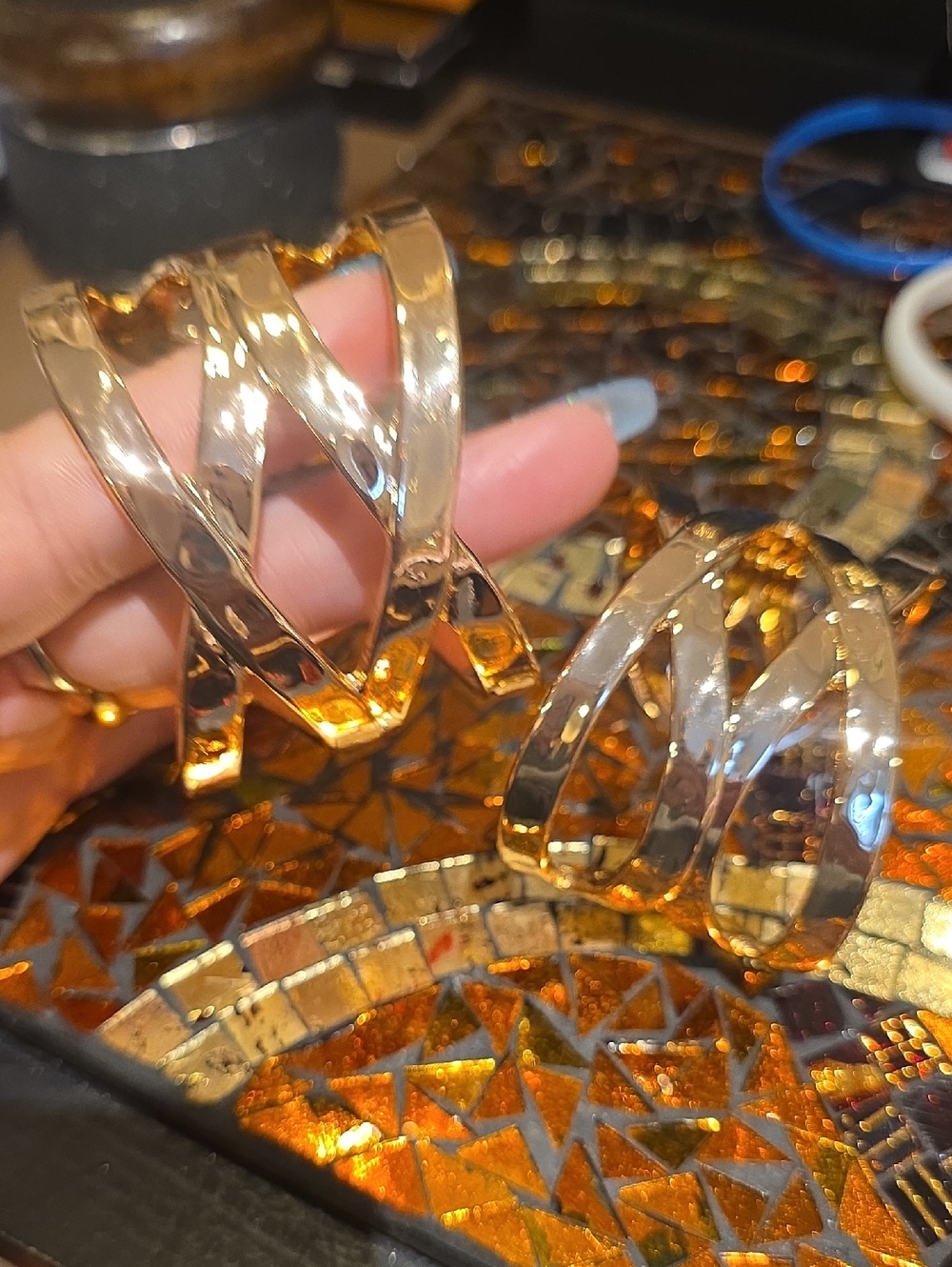 Gold Tone Crisscross Cuff Bracelets - Set of 2